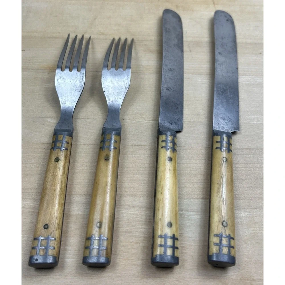 Antique‎ Pairs Of Lee Warranted Tempered Steel Flatware
